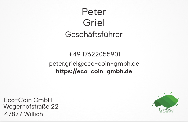 Visitenkarte Peter Griel Vorderseite